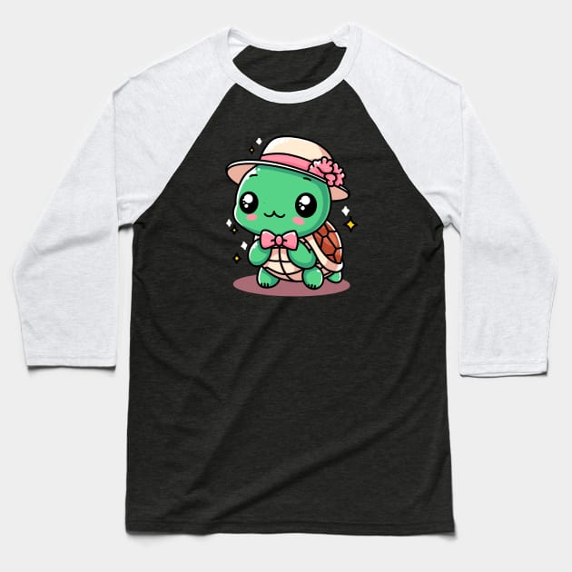 Cute Turtle Baseball T-Shirt by Rekayasabumi